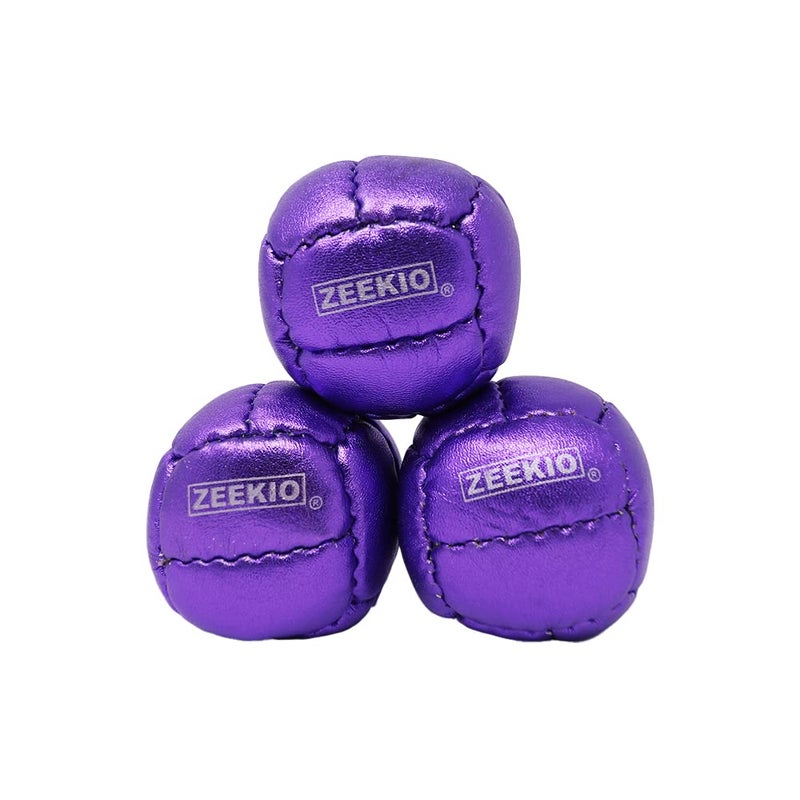 Zeekio Galaxy Juggling Balls - Metallic Series - Premium 12 Panel Genuine Leather Balls - 130g - 67mm - Pack of 3 - Metallic Purple - Image 5